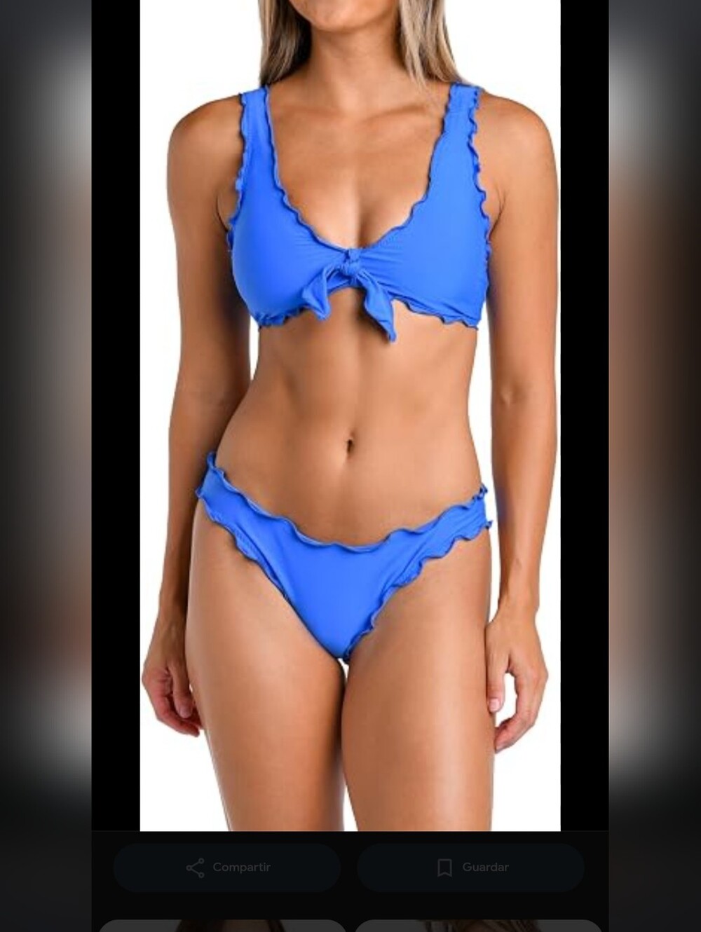 Ruffle Tie-Front Bikini Set in Bright Blue - Women Swim